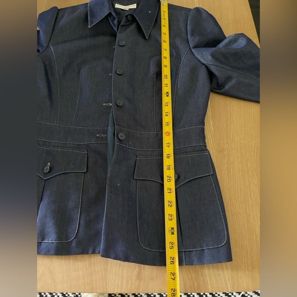 Lena Gabrielle|Blue Denim Boyfriend Blazer, Structured look•••Business Casual - Picture 11 of 14